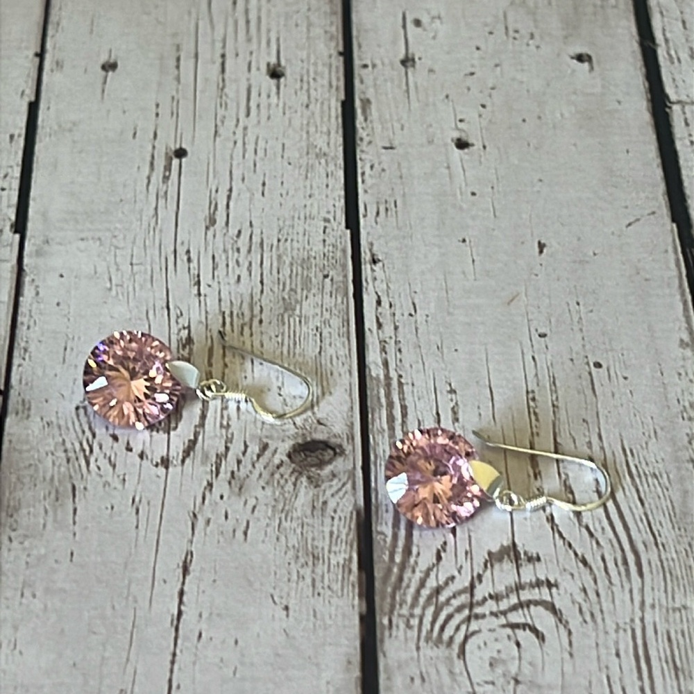 Elegant Pink CZ Drop Earrings